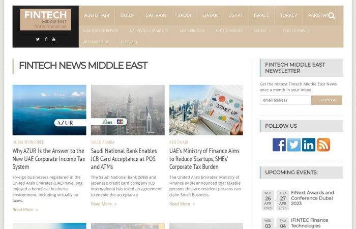 Site Screenshot for Fintech News Middle East