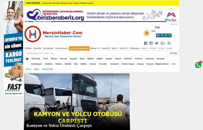 Site Screenshot for Mersin Haber
