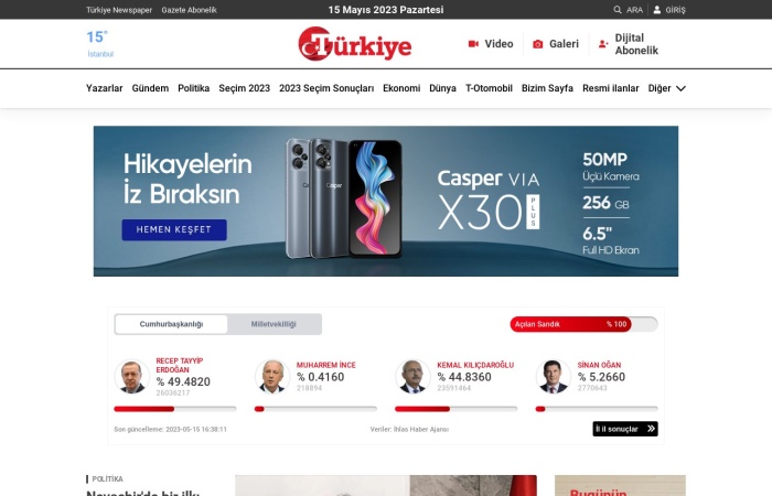 Site Screenshot for Türkiye Gazetesi